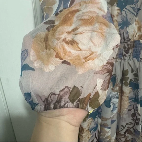 Chic Floral Midi Dress with V-Neck - Picture 8 of 12